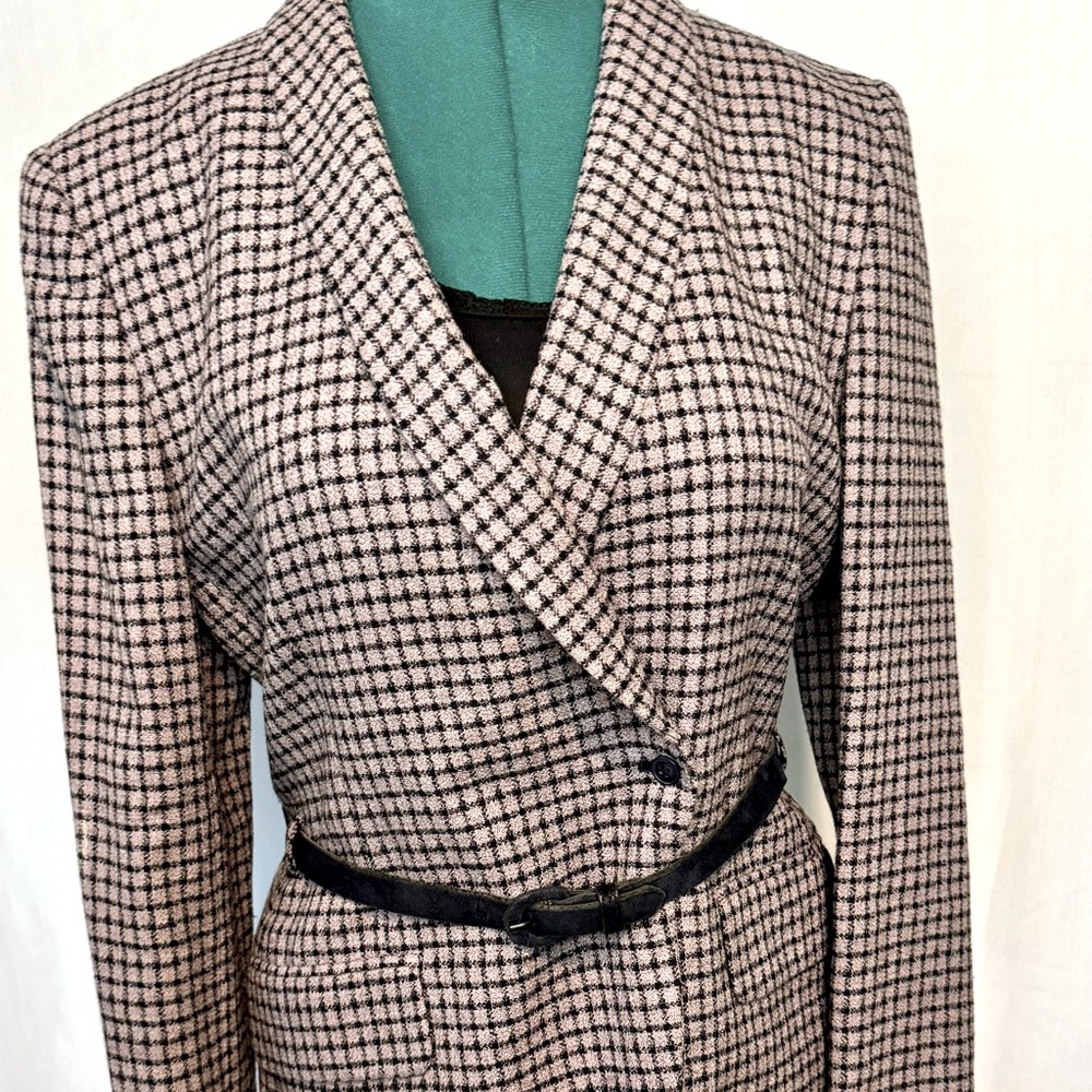 Vintage Jones New York worsted wool belted jacket, lavender/navy, size 10